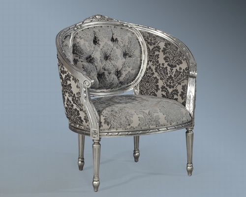 The Single Loveseat: Antique Silver & Grey damask. Seating > Small Sofas/Love Seats