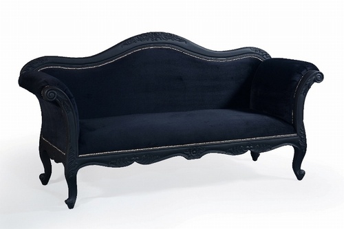 The Belfort Sofa: Matt Black & Black Velvet Seating > Sofas
