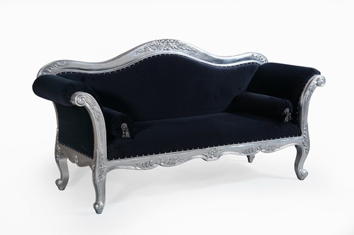 The Belfort Sofa: Silver Leaf & Black Velvet Seating > Sofas