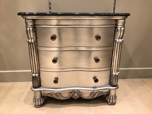 The Charles Side Chest Antique Silver Black Marble 399 00