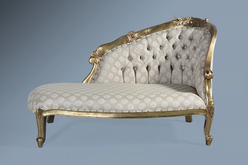 Petit Chaise Longue- Antique Gold Leaf & Sesame. Seating > Chaise Longue