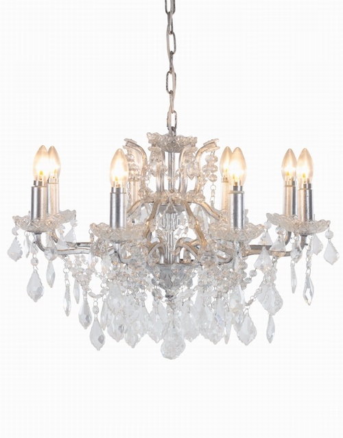 The Toulouse: 8 BRANCH ANTIQUE SILVER LEAF SHALLOW CHANDELIER Lighting > Chandeliers