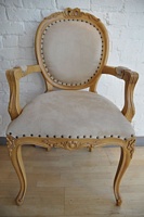 The Versailles Carver Chair - Warm Oak and Beige