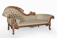 The Flower Carved Chaise Longue: Antique Gold Leaf & Regina