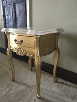 The Charles Side Table: Gold Leaf & Cream Double Marble