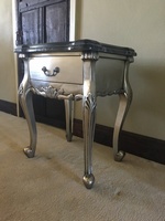 The Charles Side Table: Silver Leaf & Black Double Marble