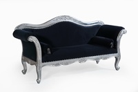 The Belfort Sofa: Silver Leaf & Black Velvet