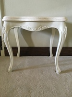 Charles Lamp Side Table: French White & Cream Marble