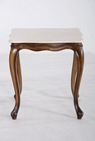 Light Olive Mahogany & White Marble Side Table