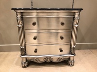The Charles Side Chest - Antique Silver & Black Marble.