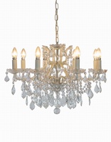 The Toulouse: 8 BRANCH ANTIQUE CRACKLE WHITE SHALLOW CHANDELIER