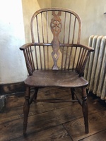 Honeycomb Antique Original Yew Kitchen Farmhouse Wheel Back Windsor Arm Chair - Finest Example