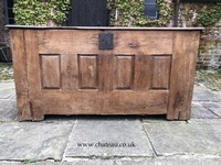 Substantial RARE Large Antique Rustic French Oak Chateau Farmhouse Oak Trunk Coffer Chest -Previously Owned by Victor Brox - Circa 1700's