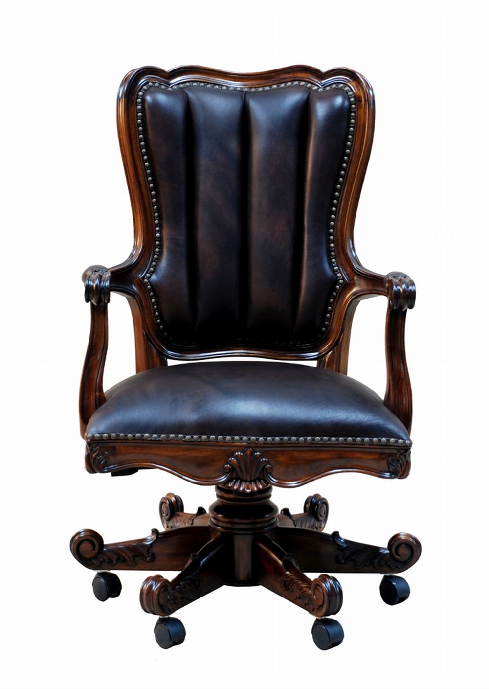 Black Leather Chair on Wheels