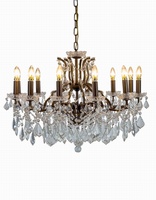The Toulouse: 12 BRANCH SHALLOW BRONZE GLASS CHANDELIER