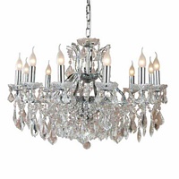The Toulouse:12 BRANCH SHALLOW CHROME GLASS CHANDELIER
