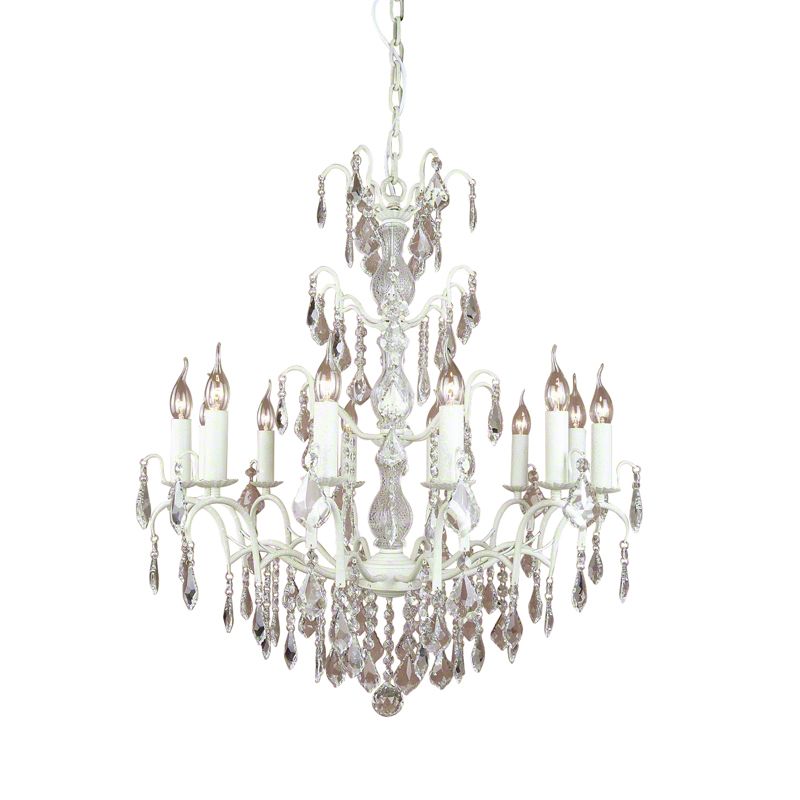 White 12 Branch French Chandelier