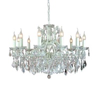 The Toulouse: 12 BRANCH SHALLOW ANTIQUE CRACKLE WHITE CHANDELIER