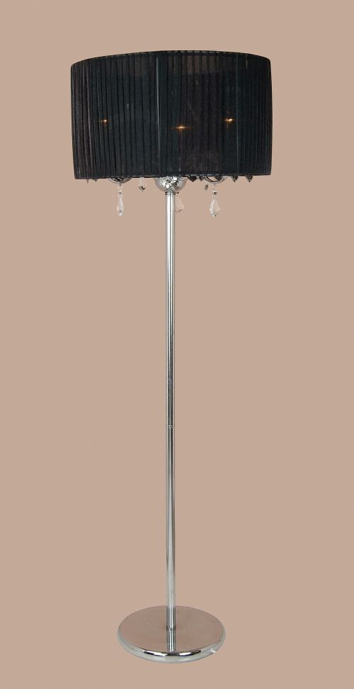 Chrome Chandelier Floor Lamp with Black Shade