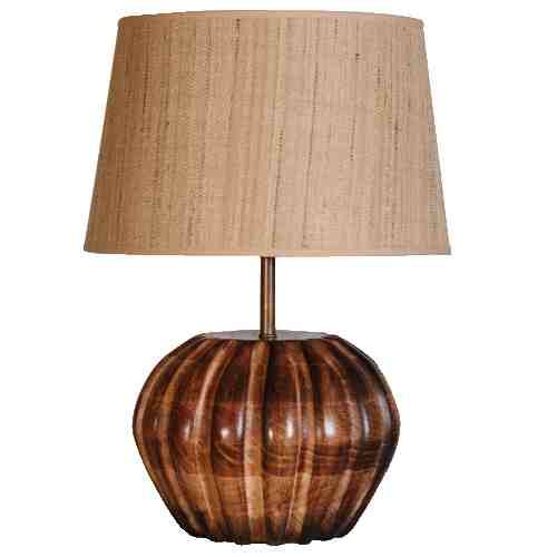 DK BURNT LAMP W/NAT SILK SHADE