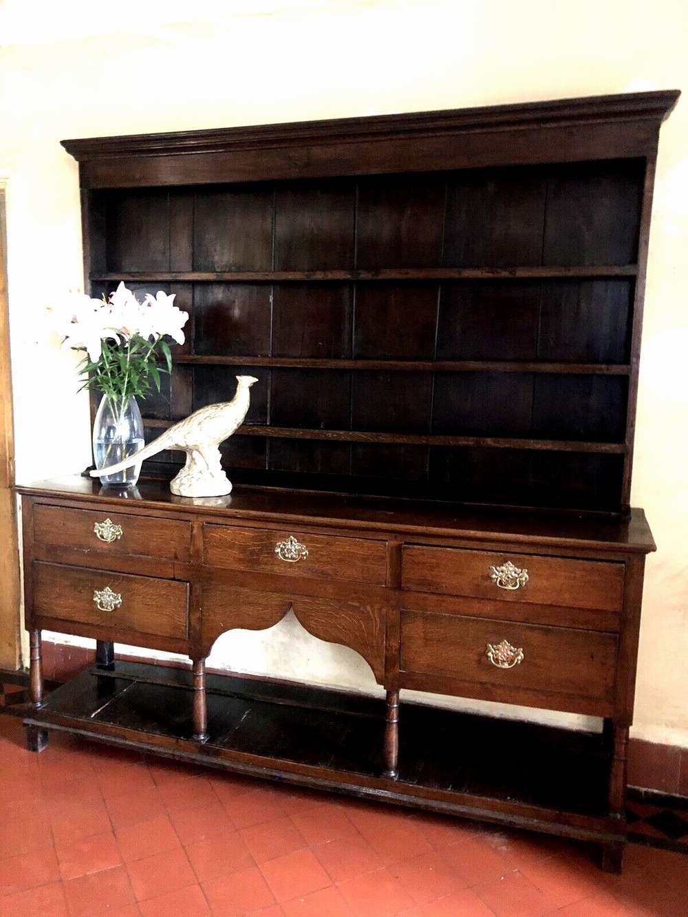 SOLD - Fine Original Carmarthenshire Old Oak Period Antique Welsh Farmhouse Rustic Pot Cupboard Dresser Circa 1770