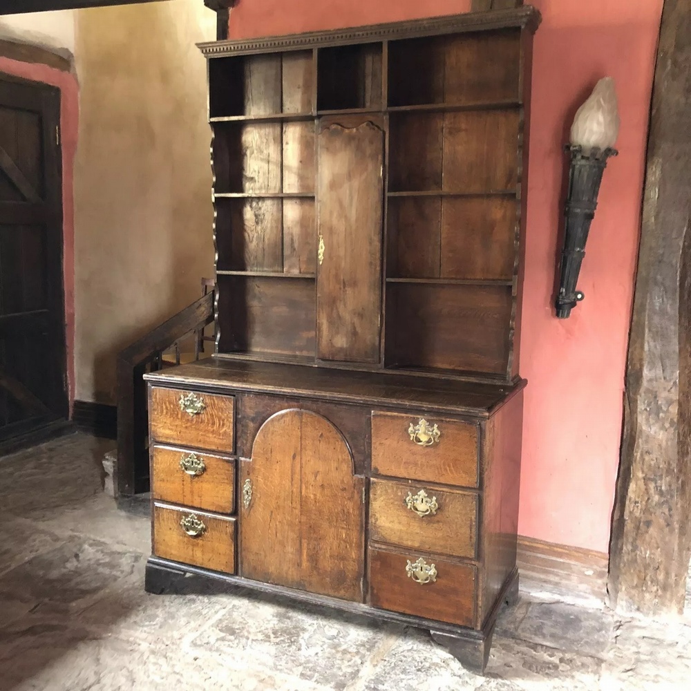 Rare Original Antique Large English Oak Rustic Farmhouse Country Kitchen Georgian Dresser Sideboard Pot Cupboard