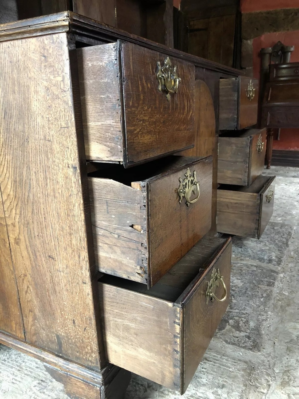 Rare Original Antique Large English Oak Rustic Farmhouse Country Kitchen Georgian Dresser Sideboard Pot Cupboard