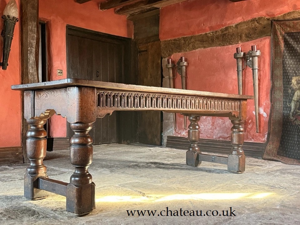 SOLD - Antique Oak Rustic Refectory Serving Kitchen Farmhouse Dining Table Seats 10!