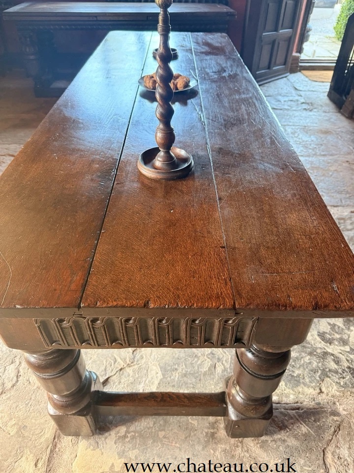 SOLD - Antique Oak Rustic Refectory Serving Kitchen Farmhouse Dining Table Seats 10!