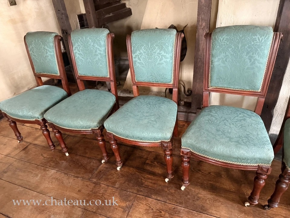 Set of 6 Rare Original English Antique Mahogany Diner Dining Chairs Circa 1870