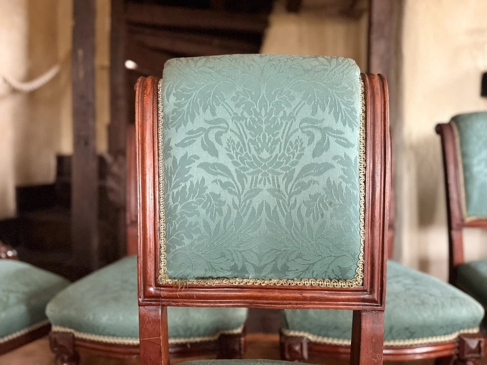 Set of 6 Rare Original English Antique Mahogany Diner Dining Chairs Circa 1870