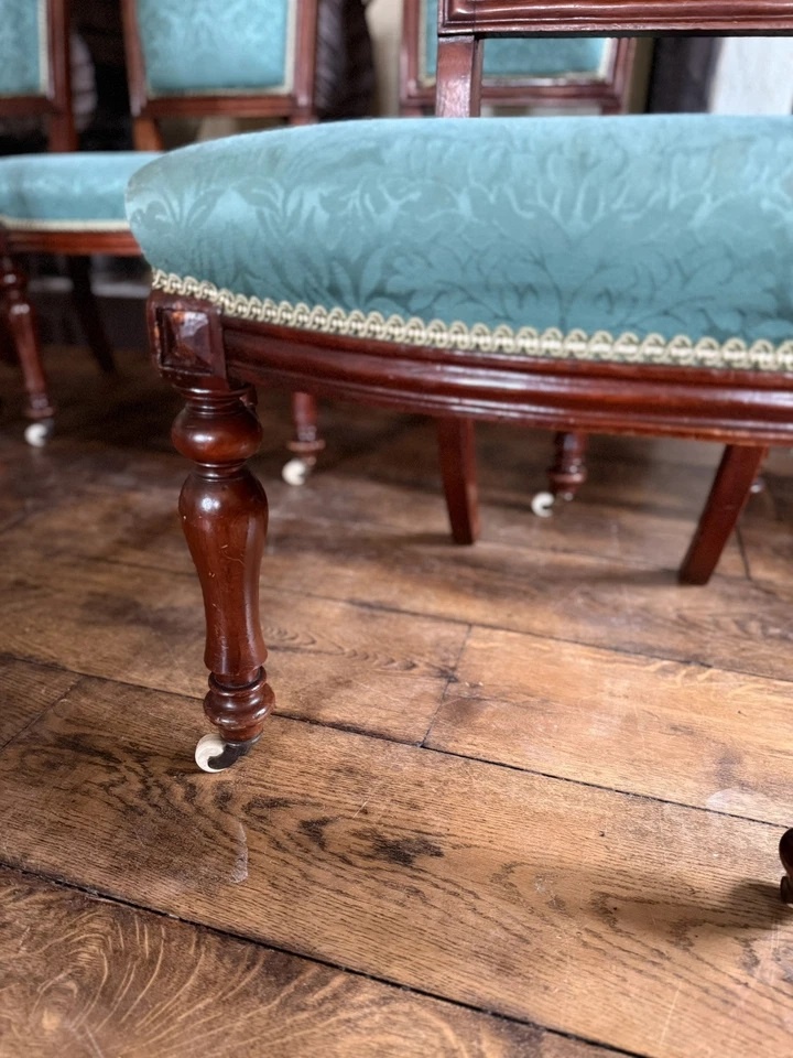 Set of 6 Rare Original English Antique Mahogany Diner Dining Chairs Circa 1870