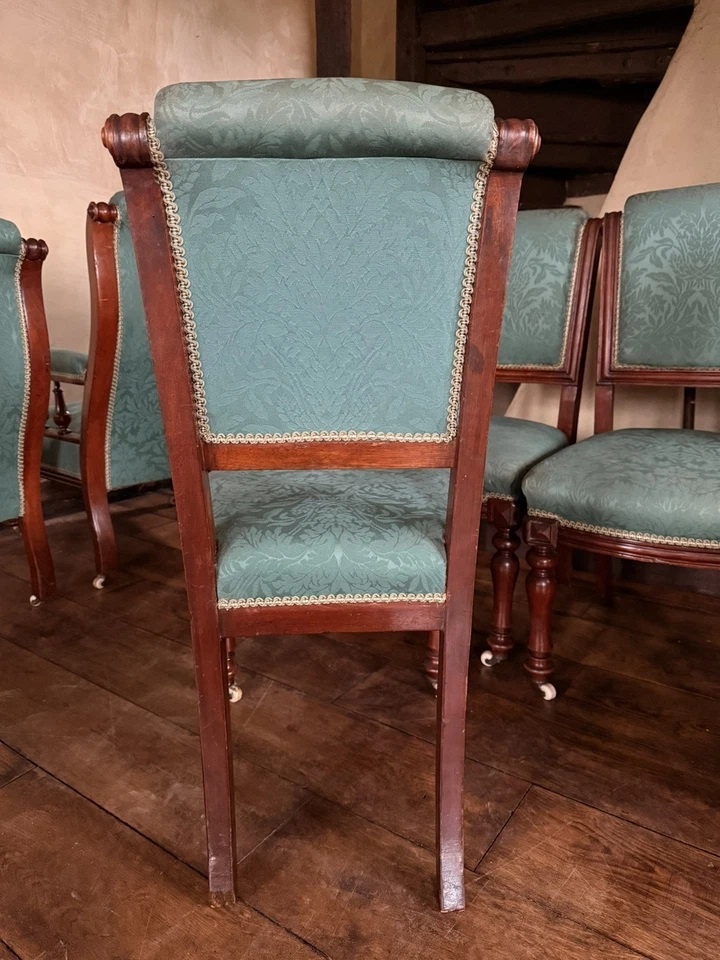 Set of 6 Rare Original English Antique Mahogany Diner Dining Chairs Circa 1870