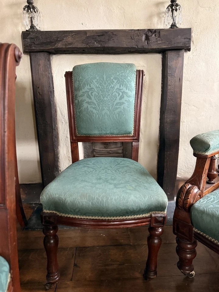 Set of 6 Rare Original English Antique Mahogany Diner Dining Chairs Circa 1870