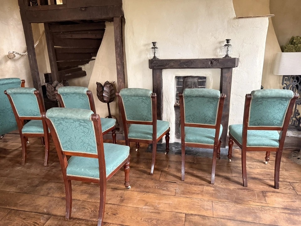Set of 6 Rare Original English Antique Mahogany Diner Dining Chairs Circa 1870