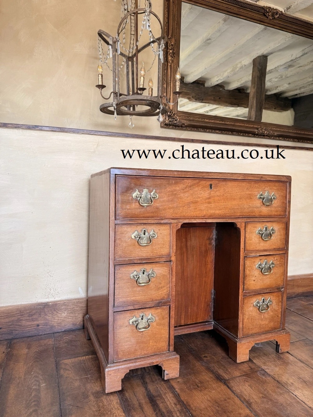 Original Antique Mahogany George III Pedestal Kneehole Writing Desk C1780