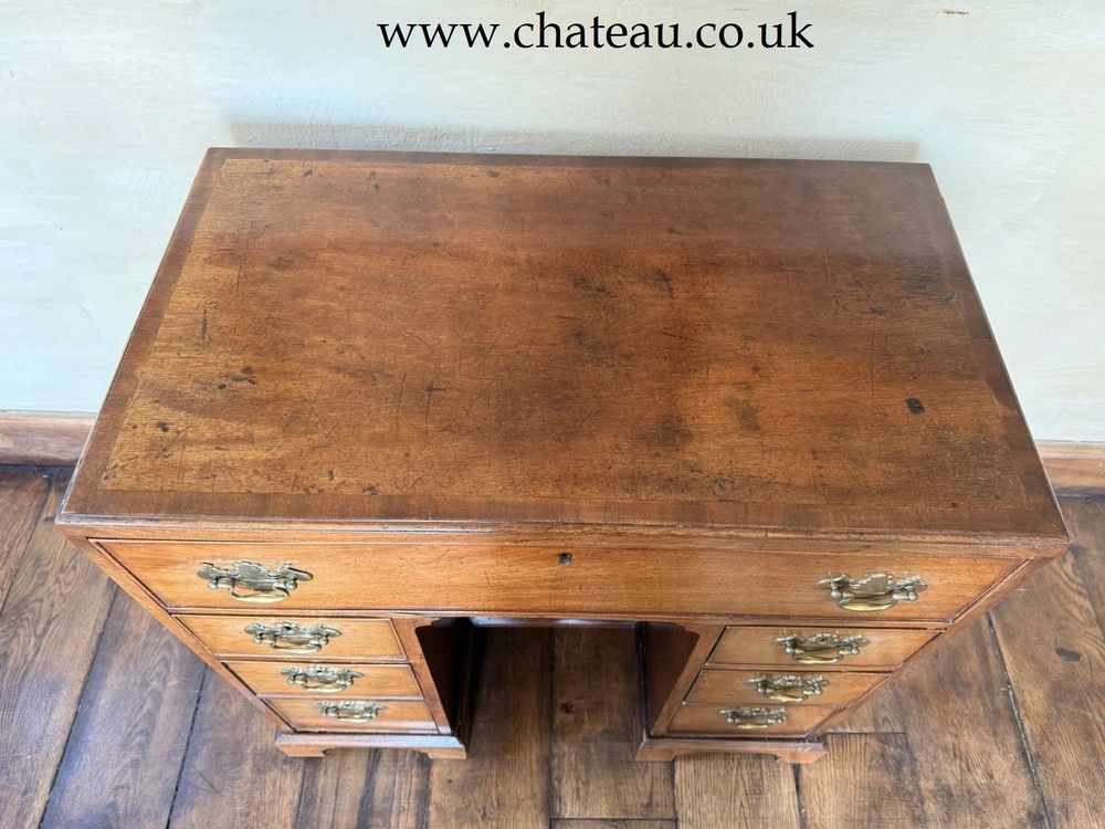 Original Antique Mahogany George III Pedestal Kneehole Writing Desk C1780