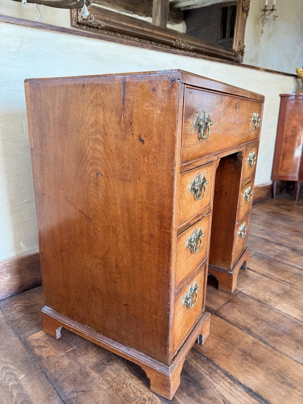 Original Antique Mahogany George III Pedestal Kneehole Writing Desk C1780