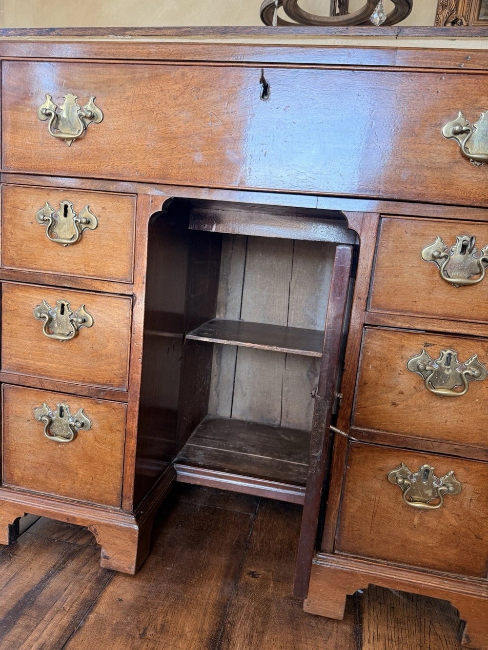 Original Antique Mahogany George III Pedestal Kneehole Writing Desk C1780