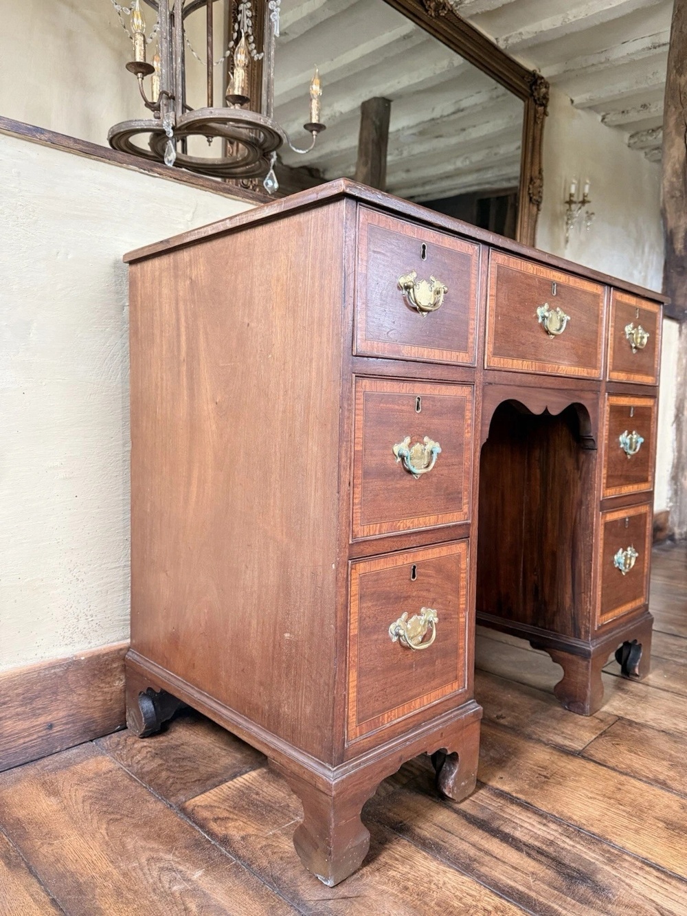 Antique Mahogany Kneehole Pedestal Desk by Hewetson Milner & Thexton C 1825