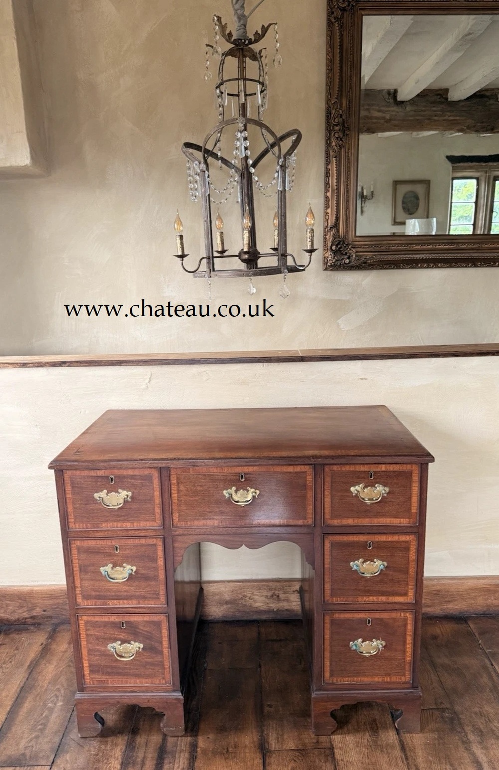 Antique Mahogany Kneehole Pedestal Desk by Hewetson Milner & Thexton C 1825