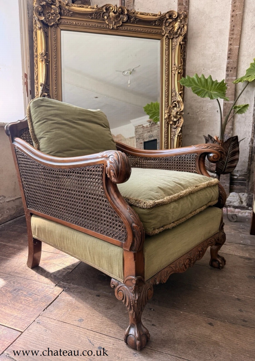 SOLD - Edwardian Antique Vintage Cain Rattan Sofa Bergere Armchairs Lounge Suite C 1900