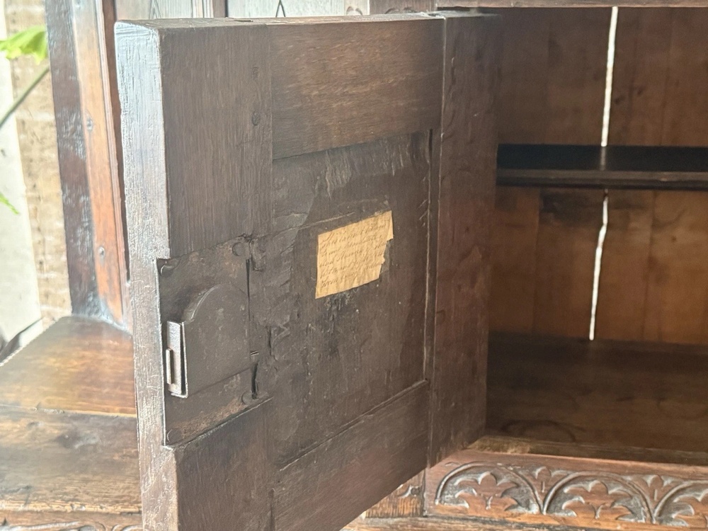 SOLD - Original Antique Carved Hand Scraped Dresser Court Cupboard Buffet Circa 1600's