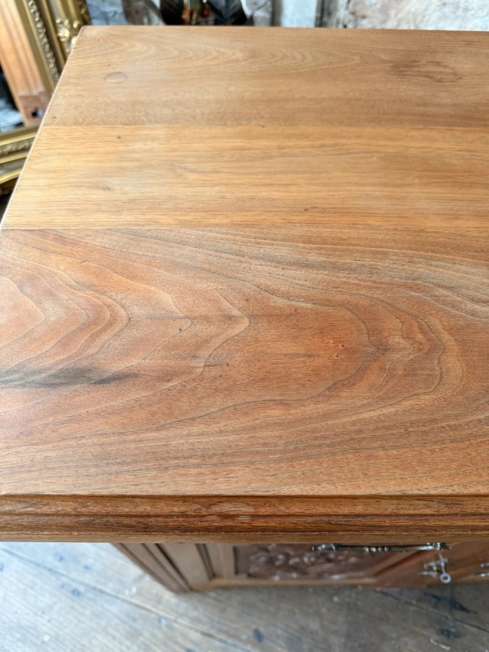 Original Heavy Antique Walnut Rustic Large Carved Dresser Sideboard Circa 1800s