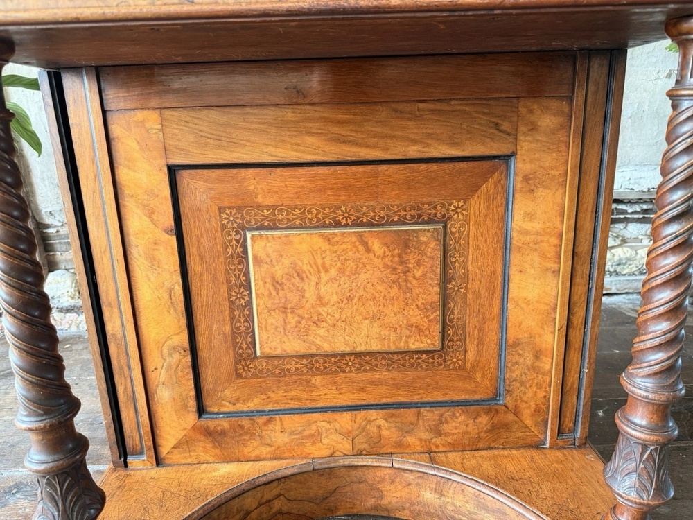 SOLD - are Large Unique Antique Walnut Burr Davenport Writing Leather Desk Circa 1840