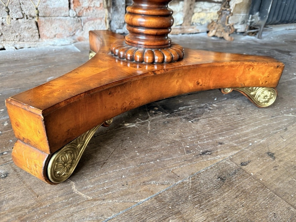SOLD - Fine Quality Theodore Alexander Inlaid Burr Gilt Circular Kitchen Dining Table