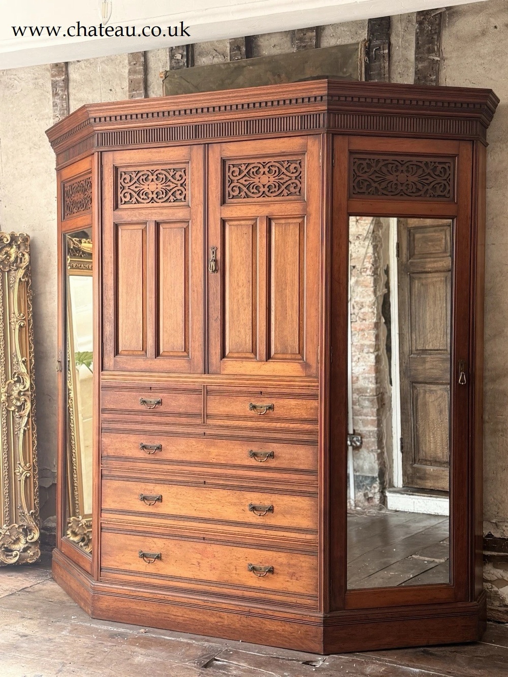 Magnificent Original Rare English Stamped Gillows of Lancaster Wardrobe C 1880