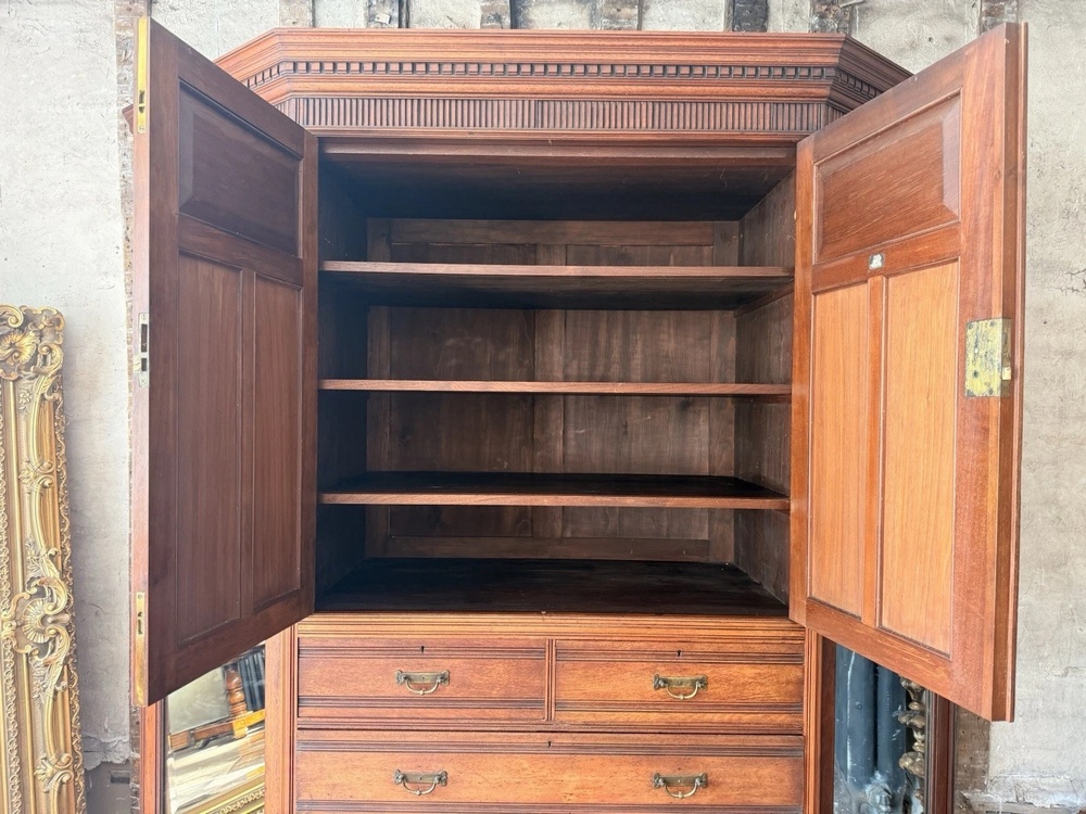 Magnificent Original Rare English Stamped Gillows of Lancaster Wardrobe C 1880
