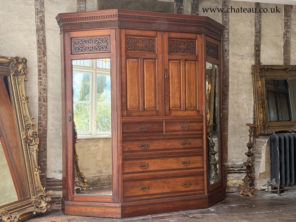 Magnificent Original Rare English Stamped Gillows of Lancaster Wardrobe C 1880