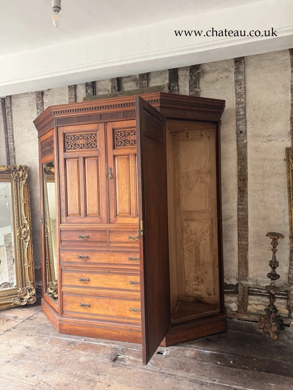 Magnificent Original Rare English Stamped Gillows of Lancaster Wardrobe C 1880